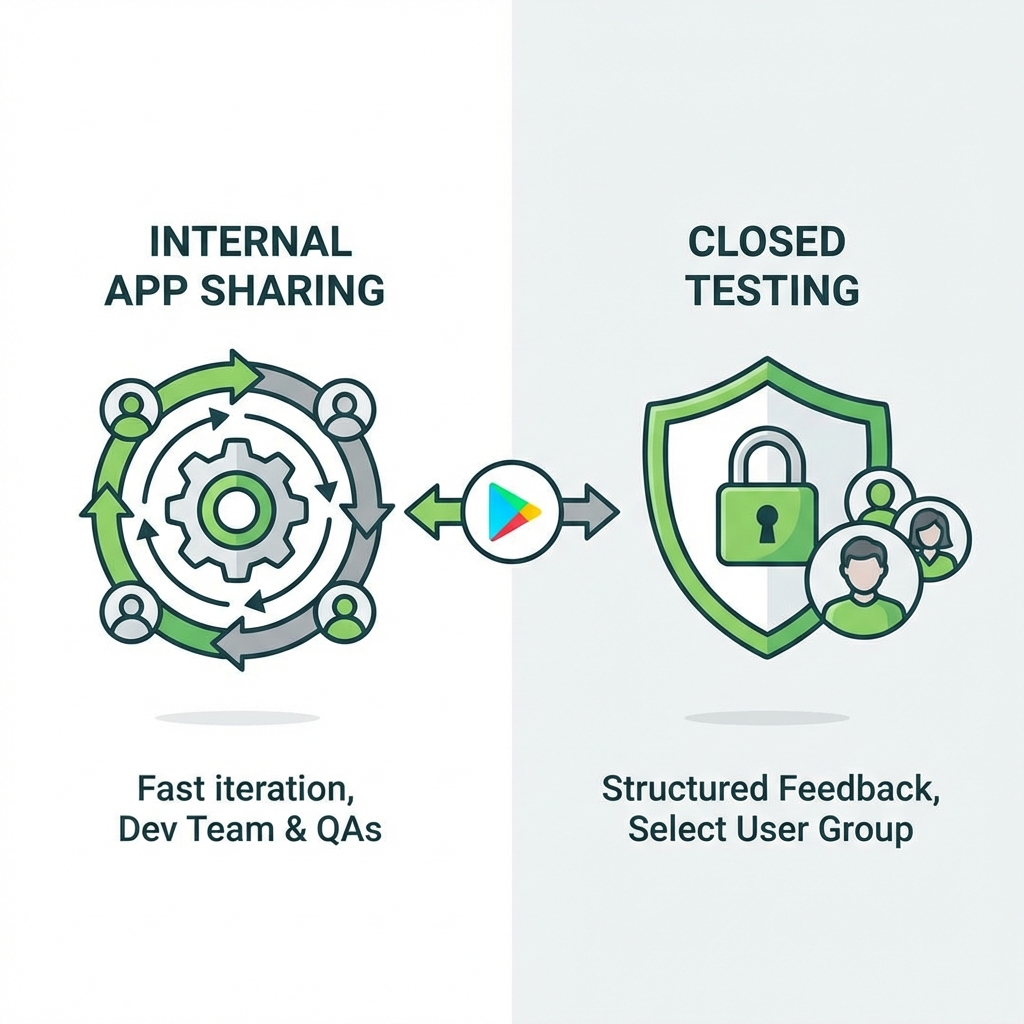 Google Play Internal App Sharing vs. Closed Testing